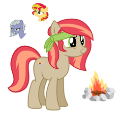 Size: 1280x1199 | Tagged: safe, artist:tenderrain46, limestone pie, sunset shimmer, oc, earth pony, pony, female, magical lesbian spawn, mare, offspring, parent:limestone pie, parent:sunset shimmer, simple background, transparent background