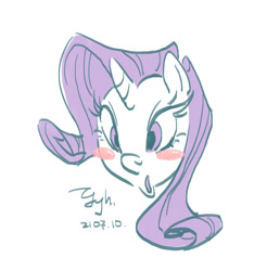 Size: 1024x1096 | Tagged: safe, artist:yyhands, rarity, pony, unicorn, blushing, bust, female, mare, open mouth, simple background, solo, white background