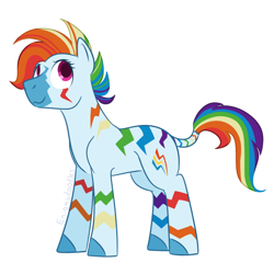 Size: 850x850 | Tagged: safe, artist:enigmadoodles, derpibooru import, rainbow dash, zebra, 20% cooler, simple background, solo, species swap, white background, zebrafied