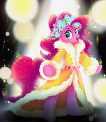 Size: 1024x1168 | Tagged: safe, artist:clarichi, pinkie pie, pony, a hearth's warming tail, bipedal, cute, diapinkes, open mouth, solo, spirit of hearth's warming presents