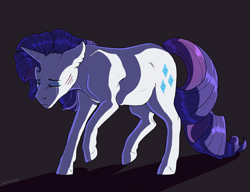 Size: 2600x2000 | Tagged: safe, artist:shimazun, rarity, pony, unicorn, crying, eyes closed, female, gray background, mare, raised hoof, sad, simple background, solo