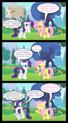 Size: 1024x1840 | Tagged: safe, artist:bigsnusnu, fluttershy, rarity, pegasus, pony, unicorn, a rare-rarity day, comic