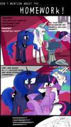 Size: 1400x2500 | Tagged: safe, artist:zouyugi, princess celestia, princess luna, star swirl the bearded, twilight sparkle, twilight sparkle (alicorn), alicorn, pony, unicorn, shadow play, comic, dialogue, female, male, mare, royal sisters, speech bubble, stallion