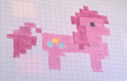 Size: 768x491 | Tagged: safe, artist:toyminator900, pinkie pie, earth pony, pony, adventure ponies, graph paper, photo, solo, traditional art