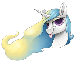 Size: 2044x1640 | Tagged: safe, princess celestia, alicorn, pony, :p, bust, digital art, female, mare, silly, simple background, solo, tongue out, white background