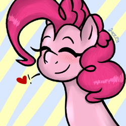 Size: 540x540 | Tagged: safe, artist:apple-jazzy, pinkie pie, earth pony, pony, blushing, eyes closed, heart, solo