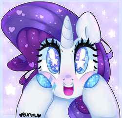 Size: 3200x3086 | Tagged: safe, artist:bunxl, rarity, pony, unicorn, blushing, cute, female, happy, heart eyes, looking at you, mare, solo, starry eyes, wingding eyes