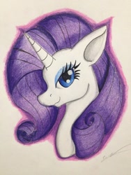 Size: 1024x1365 | Tagged: safe, artist:luxiwind, rarity, pony, unicorn, bust, portrait, solo, traditional art