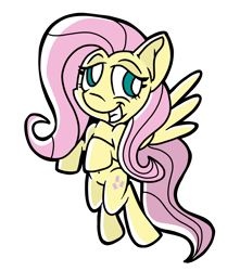 Size: 2612x2960 | Tagged: safe, artist:fillerartist, fluttershy, pegasus, pony, belly button, flying, grin, simple background, smiling, solo, transparent background