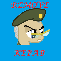 Size: 808x797 | Tagged: safe, artist:smashinator, mayor mare, frown, glare, glasses, gritted teeth, hat, mouthpiece, remove kebab, solo