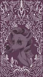 Size: 600x1067 | Tagged: safe, artist:laps-sp, rarity, pony, unicorn, bust, monochrome, portrait, solo