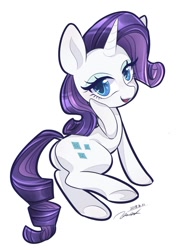 Size: 865x1221 | Tagged: safe, artist:bbtasu, rarity, pony, unicorn, female, looking at you, mare, simple background, smiling, solo, white background