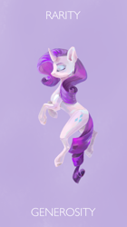 Size: 1400x2500 | Tagged: safe, artist:ottcat23, rarity, pony, unicorn, cutie mark, eyes closed, female, floating, mare, simple background, smiling, solo, text