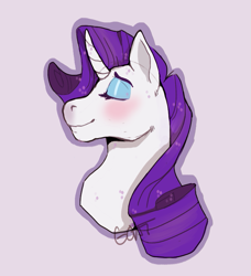 Size: 701x768 | Tagged: safe, artist:kittycoot, rarity, pony, unicorn, bust, eyes closed, female, mare, solo