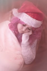 Size: 682x1024 | Tagged: safe, artist:nazomypie, pinkie pie, human, clothes, cosplay, costume, hat, irl, irl human, photo, santa hat, solo