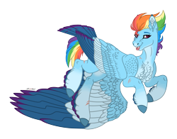 Size: 3755x2950 | Tagged: safe, artist:akumajdragon, derpibooru import, rainbow dash, pegasus, pony, colored wings, high res, multicolored wings, piercing, scar, simple background, solo, tail feathers, tongue piercing, transparent background, wings