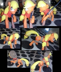 Size: 1024x1207 | Tagged: safe, artist:mrgodzillajodedor, applejack, earth pony, pony, art, bandana, gun, rifle, sculpture, statue, traditional art, weapon