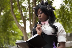 Size: 1280x854 | Tagged: safe, artist:vidot, octavia melody, human, cosplay, costume, irl, irl human, photo, reading, solo