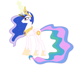 Size: 797x687 | Tagged: safe, artist:n238900, part of a set, princess celestia, alicorn, pony, comb, dyed hair, dyed mane, magic, simple background, smiling, solo, telekinesis, vector, white background