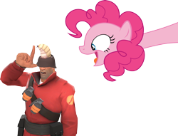 Size: 1296x991 | Tagged: safe, artist:pony-berserker edits, edit, pinkie pie, earth pony, pony, crossover, simple background, soldier, team fortress 2, transparent background, vector, vector edit