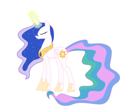 Size: 797x687 | Tagged: safe, artist:n238900, part of a set, princess celestia, alicorn, pony, dyed hair, dyed mane, eyes closed, magic, simple background, smiling, solo, vector, white background