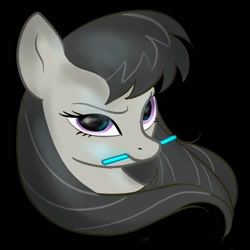 Size: 697x697 | Tagged: safe, artist:northernlightsmlp, octavia melody, earth pony, pony, black mane, female, gray coat, mare, mouth hold, solo