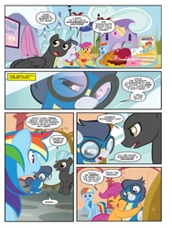 Size: 768x1024 | Tagged: safe, artist:nicoletta baldari, derpibooru import, idw, rainbow dash, rumble, scootaloo, thunderlane, pegasus, pony, spoiler:comic, spoiler:comic81, clothes, female, male, shipping fuel, uniform, wonderbolts uniform