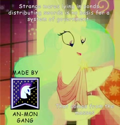 Size: 1033x1073 | Tagged: safe, princess celestia, alicorn, pony, anarchy, comic sans, monty python, monty python and the holy grail, text, wat