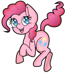 Size: 372x413 | Tagged: safe, artist:matteglaze, pinkie pie, earth pony, pony, blushing, jumping, simple background, solo, transparent background, wingding eyes