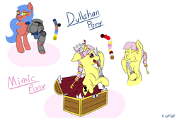 Size: 3000x2000 | Tagged: safe, artist:eightyeight, oc, oc only, dullahan, mimic, monster pony, armor, detachable head, disembodied head, headless, mimic pony, modular, treasure chest