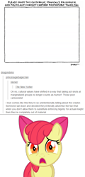Size: 512x1066 | Tagged: safe, apple bloom, barely pony related, charlie hebdo, cuteosphere, dragondicks, mouthpiece, obligatory pony, op is a cuck, op is trying to start shit, social justice warrior, text, tumblr