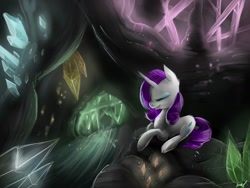 Size: 1600x1200 | Tagged: safe, artist:nutty-stardragon, rarity, pony, unicorn, cave, crystal, cutie mark, eyes closed, female, solo