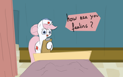 Size: 1280x804 | Tagged: safe, artist:fiddlearts, nurse redheart, fiddlesticks-answers, hospital, pov