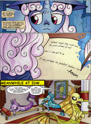 Size: 765x1034 | Tagged: safe, edit, idw, star swirl the bearded, oc, oc:anon, siren, spoiler:comic, spoiler:comicfiendshipismagic3, /mlp/, book, comic, comic drama, drama bait, mouthpiece, op is a cuck, op is trying to start shit, ted anderson, the dazzlings, vulgar