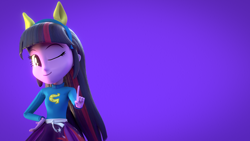 Size: 1920x1080 | Tagged: safe, artist:efk-san, derpibooru import, twilight sparkle, equestria girls, 3d, pony ears, simple background, solo, wallpaper, wondercolts