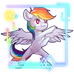 Size: 1280x1280 | Tagged: safe, artist:rikadiane, derpibooru import, rainbow dash, pegasus, pony, armpits, bipedal, chest fluff, cute, dashabetes, diamond, ear fluff, female, leg fluff, mare, peace sign, simple background, solo, spread wings, transparent background, wings