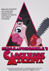 Size: 3000x4333 | Tagged: safe, artist:gifsthebrony, artist:utterlyludicrous, pinkie pie, earth pony, pony, a clockwork orange, movie poster, parody, poster