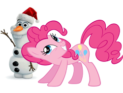 Size: 1058x794 | Tagged: safe, artist:moongazeponies, edit, pinkie pie, earth pony, pony, crossover, frozen (movie), hat, olaf, santa hat, simple background, vector, vector edit, white background