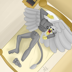 Size: 675x675 | Tagged: safe, artist:mew-tew, artist:mew2, gustave le grande, anthro, griffon, modular, sleeping, solo, wat