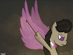 Size: 1024x768 | Tagged: safe, artist:jordanloo, octavia melody, earth pony, pony, female, gray coat, mare, wings