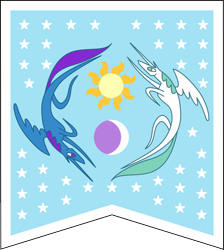 Size: 1000x1116 | Tagged: safe, artist:grabusz, princess celestia, princess luna, alicorn, pony, equestrian flag, flag, moon, simple background, sun, transparent background, vector