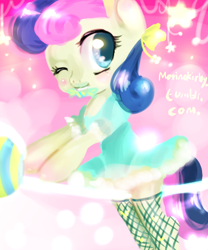 Size: 500x600 | Tagged: safe, artist:marinakirby, bon bon, sweetie drops, pony, 30 minute art challenge, bipedal, clothes, dress, lollipop, stockings