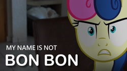 Size: 2048x1140 | Tagged: safe, artist:stormxf3, bon bon, sweetie drops, dog, irl, mouthpiece, photo, ponies in real life