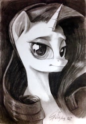 Size: 2162x3117 | Tagged: safe, artist:louislithium, rarity, pony, unicorn, bust, female, sketch, solo, traditional art