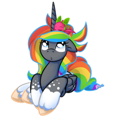 Size: 1280x1365 | Tagged: dead source, safe, artist:rainbowscreen, oc, oc only, oc:rainbow star, alicorn, fruit bat, pony, alicorn oc, solo