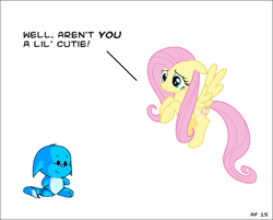 Size: 1043x838 | Tagged: safe, artist:albinofluttershy, fluttershy, pegasus, pony, crossover, kacheek, neopets