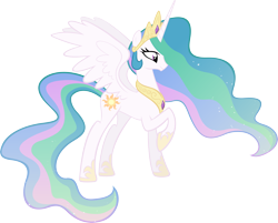 Size: 4051x3264 | Tagged: safe, artist:breadking, princess celestia, alicorn, pony, ethereal mane, female, high res, mare, raised hoof, simple background, solo, spread wings, transparent background, vector, wings