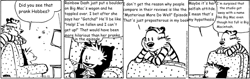 Size: 600x190 | Tagged: safe, artist:bill watterson, 28 pranks later, barely pony related, bill watterson, calvin, calvin and hobbes, comic strip, hobbes, meta, misspelling, mouthpiece, opinion, television