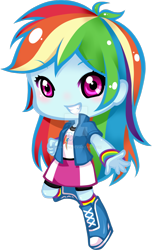 Size: 1024x1685 | Tagged: safe, artist:yuuabyss, derpibooru import, rainbow dash, equestria girls, chibi, deviantart watermark, grin, obtrusive watermark, simple background, smiling, solo, transparent background, watermark