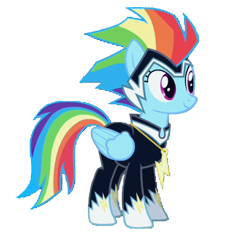 Size: 758x720 | Tagged: safe, derpibooru import, edit, edited screencap, screencap, rainbow dash, zapp, pegasus, pony, power ponies (episode), background removed, clothes, costume, female, jewelry, mare, necklace, not a vector, power ponies, simple background, smiling, solo, transparent background